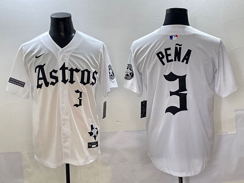 Men 2025 Houston Astros #3 Pena White Five generations Joint Name Nike MLB Jersey style 39